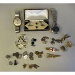 Gentlemen's items of personal ornament: to include tie pins; cufflinks; and a 1970s stainless