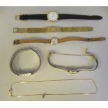 Five ladies wristwatches: to include an Accurist; and a 9ct gold fine neckchain