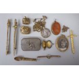 Yellow metal, gilded and other items of personal ornament: to include a seal pendant