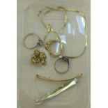 Yellow metal items of personal ornament: to include an Italian gold necklace  stamped 14