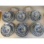 20thC Chinese porcelain tableware, decorated in blue and white