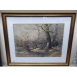 De Ranilz - a woodland winterscape  watercolour  bears a signature & dated '75  14" x 10"  framed