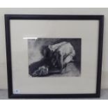 Charleyne Dyer - a crouching nude  pastel  bears a signature  12" x 9"  framed