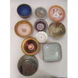 Modern studio pottery: to include a footed bowl with randomly glazed design  6.5"dia