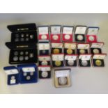 Uncollated silver proof and other coins: to include a Pobjoy Mint silver gilt 50p of Isle of Man
