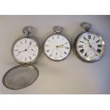 Two similar Victorian silver cased Improved Patent pocket watches, faced by R.White enamel Roman