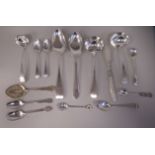 A miscellany of 19th & 20thC silver flatware: to include sauce ladles and tablespoons  mixed marks