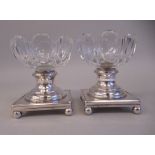 A pair of C.Balaine a Paris silver plated and clear cut crystal table ornaments, fashioned as