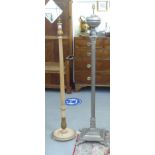 An early 20thC silvered steel classically inspired column style standard lamp  57"h; and a painted