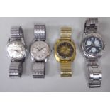 Four stainless steel cased and other wristwatches: to include examples by Tissot and Excalibur