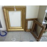 Three late 19th/early 20thC moulded gilt frames  largest 28" x 36"  exterior measurement