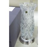 A Waterford Crystal 'The Dublin Bay Lighthouse'  Sunburst pattern hurricane lamp  15"h with a