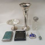 A mixed lot: to include a hobnail cut crystal, square dressing table bottle with a stopper and