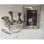 Silver and white metal collectables: to include a beaker  stamped 800; and a silver photograph frame