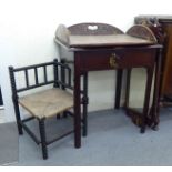 Small furniture: to include a late Victorian stained beech bobbin turned corner chair with rush seat