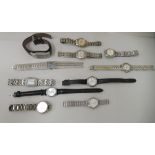 Eleven ladies wristwatches: to include two Seikos and a stainless steel cased Omega with a quartz