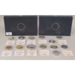 A collection of thirteen various, modern commemorative medallions/coins  boxed
