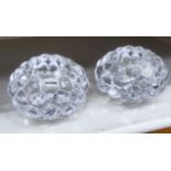A pair of Orrefors clear crystal knobbly effect T-light holders  4.25"dia