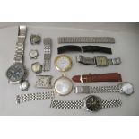 Mainly stainless steel cased wristwatches and loose components: to include examples by Citizen and