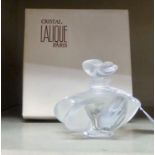 A Lalique Samoa pattern opaque glass scent bottle  3.25"h  boxed