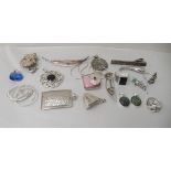 Silver coloured and white metal costume jewellery: to include dress rings and pendants