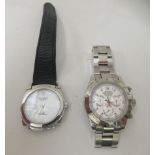 Two stainless steel cased wristwatches, one with a strap