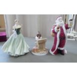 Three Royal Worcester china figures: to include 'Forty Winks'  5"h