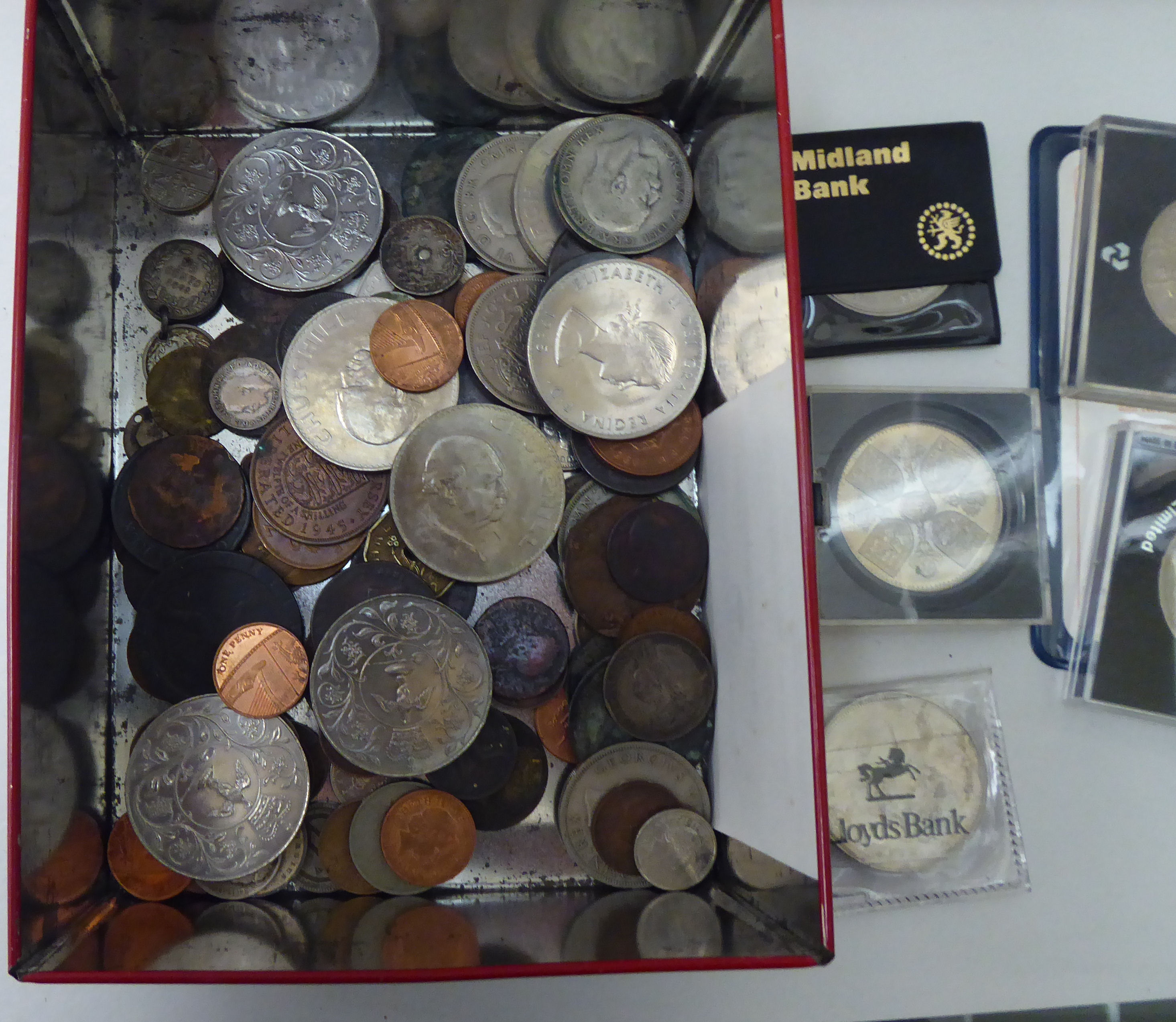 Uncollated, mainly British pre-decimal coins: to include Georgian examples; and a George V half - Image 2 of 3