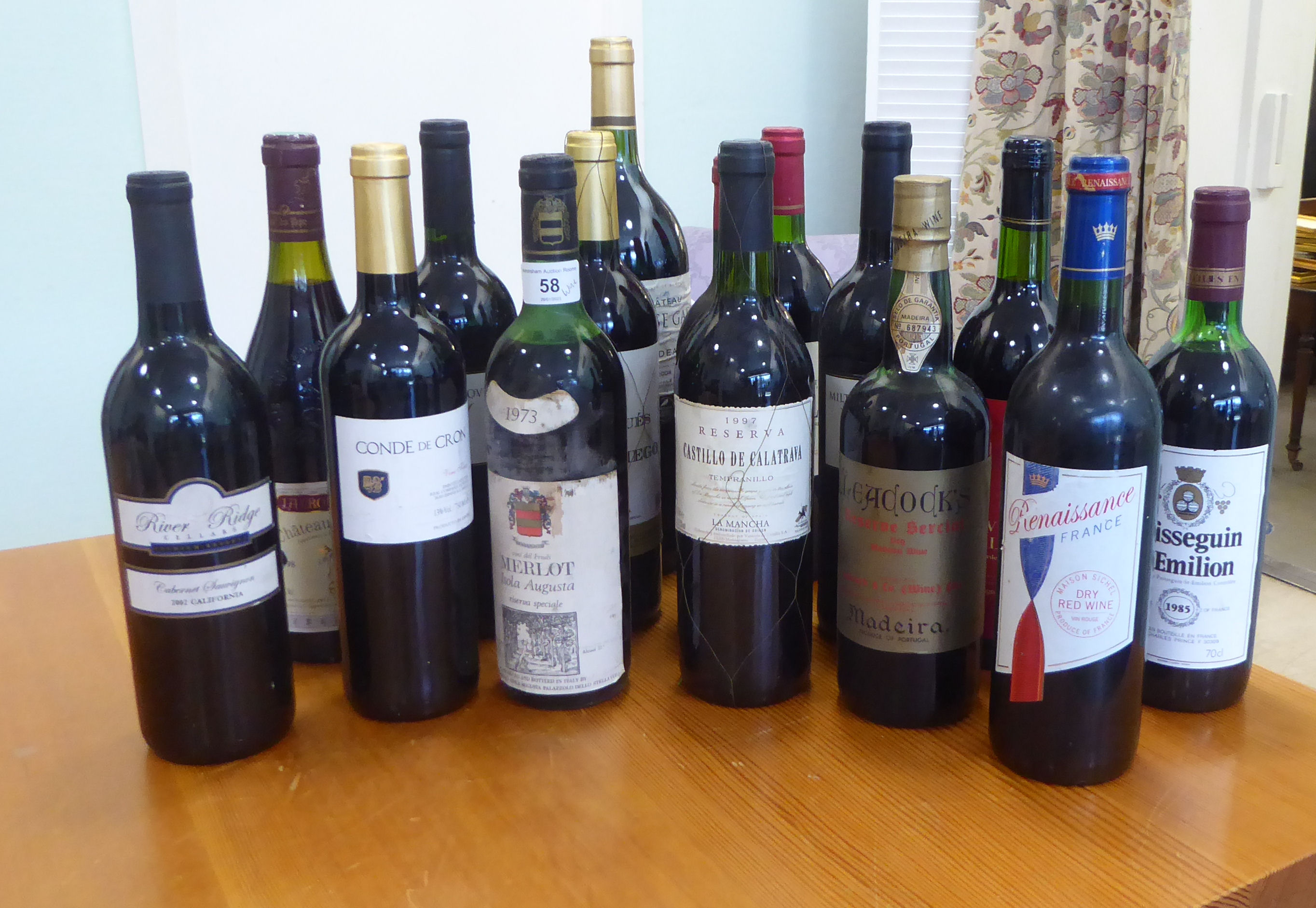 Wine, mainly red: to include a 1974 Chateau de Grange; and a 1973 Merlot Isola Augusta