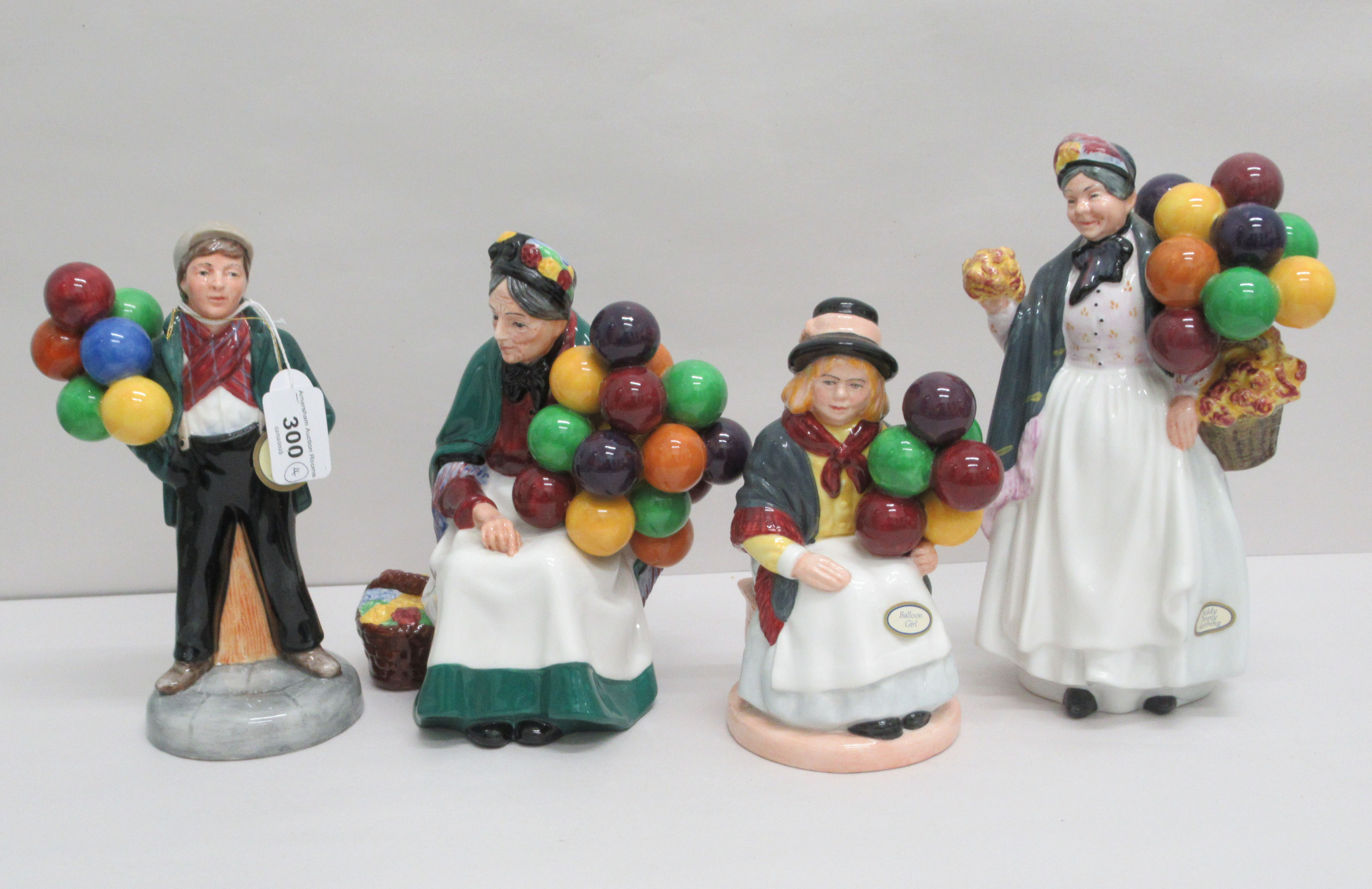 Four Royal Doulton china figures: to include 'Balloon Boy'   HN2934  8"h