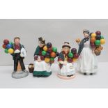 Four Royal Doulton china figures: to include 'Balloon Boy'   HN2934  8"h