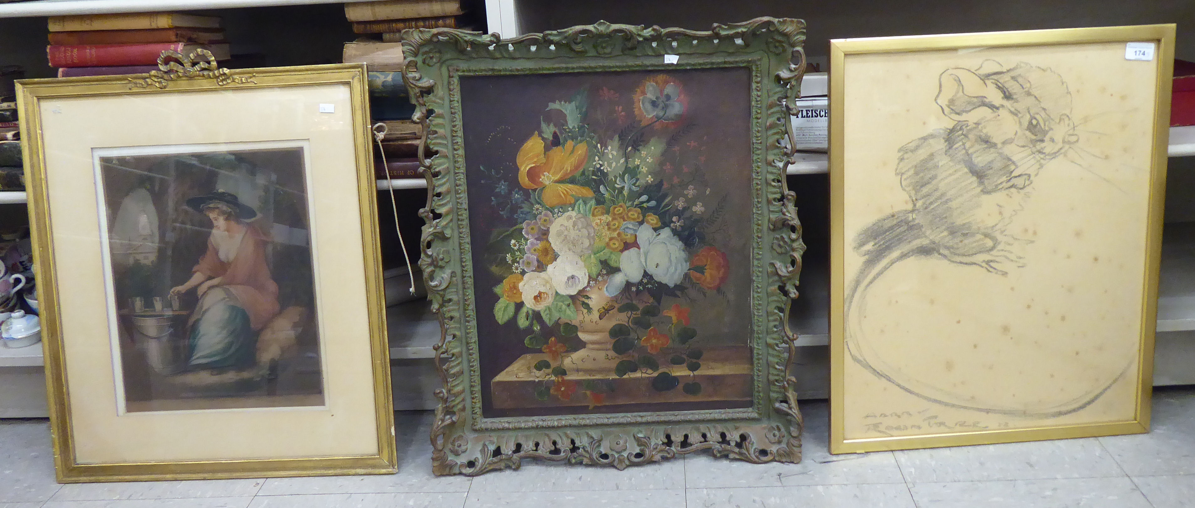 Pictures: to include Karmen - a Dutch style still life study, flowers in a vase  oil on canvas