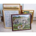 Framed tapestry pictures: to include 'Home Sweet Home'  11" x 10"  framed