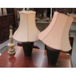 Tables lamps: to include a pair of modern copper spot-hammered effect examples  12"h