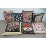 Seven, mainly tapestry covered, scatter cushions