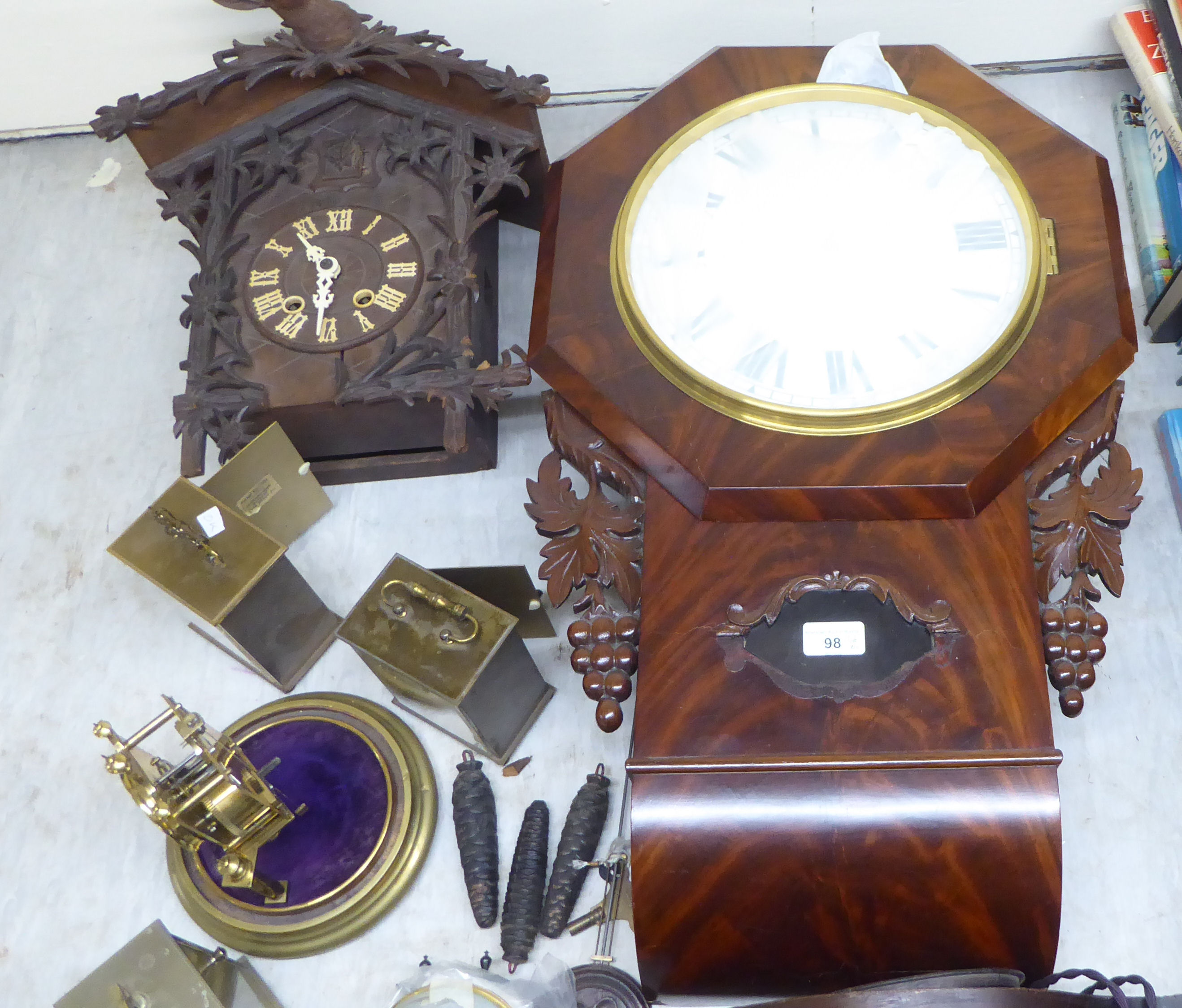 A mixed lot: to include a 20thC Black Forest inspired, carved, stained beech cased cuckoo clock - Image 5 of 5