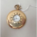 A Limit gold plated cased half hunter pocket watch, faced by an Arabic dial with subsidiary seconds