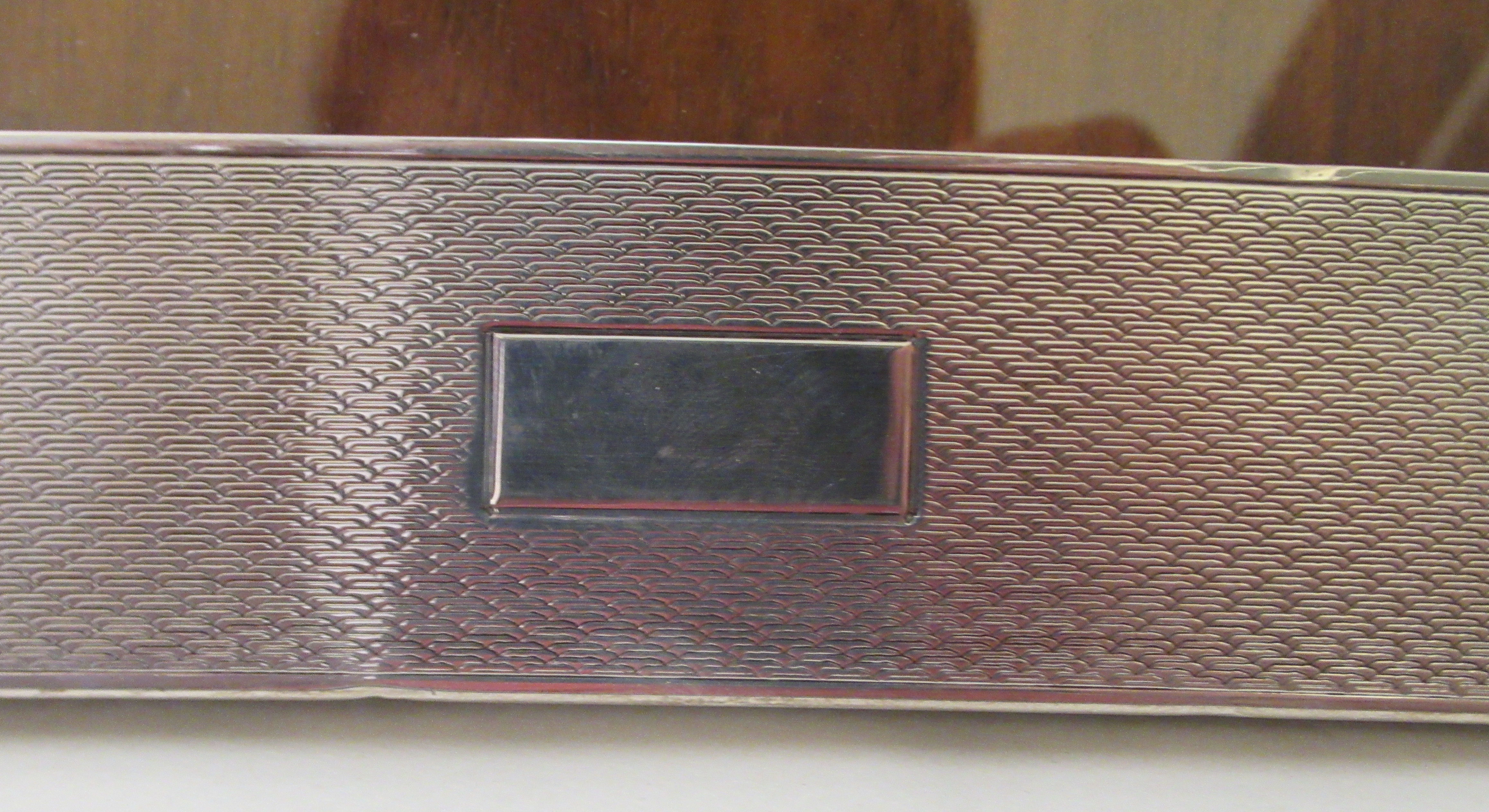 An Art Deco silver photograph frame with engine turned decoration, on an easel back  Birmingham 1930 - Image 2 of 4