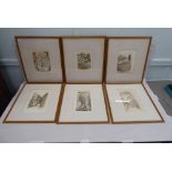 Six works after Matthew Wright - mainly street scenes  monochrome prints  bears pencil signatures