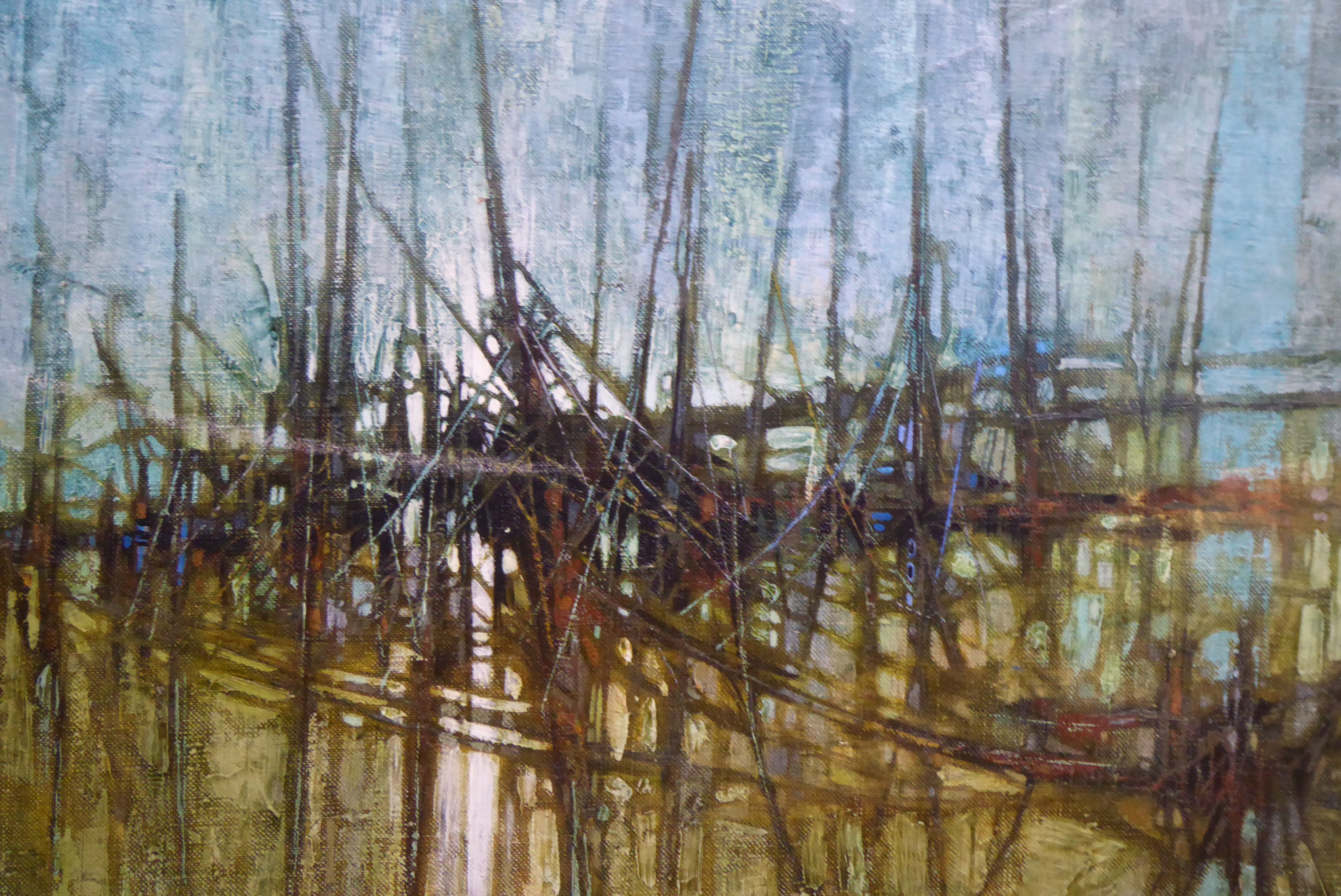 Four oil paintings: to include 'Fishing Boats, Spain'  oil on canvas  26" x 31"  framed - Image 4 of 6