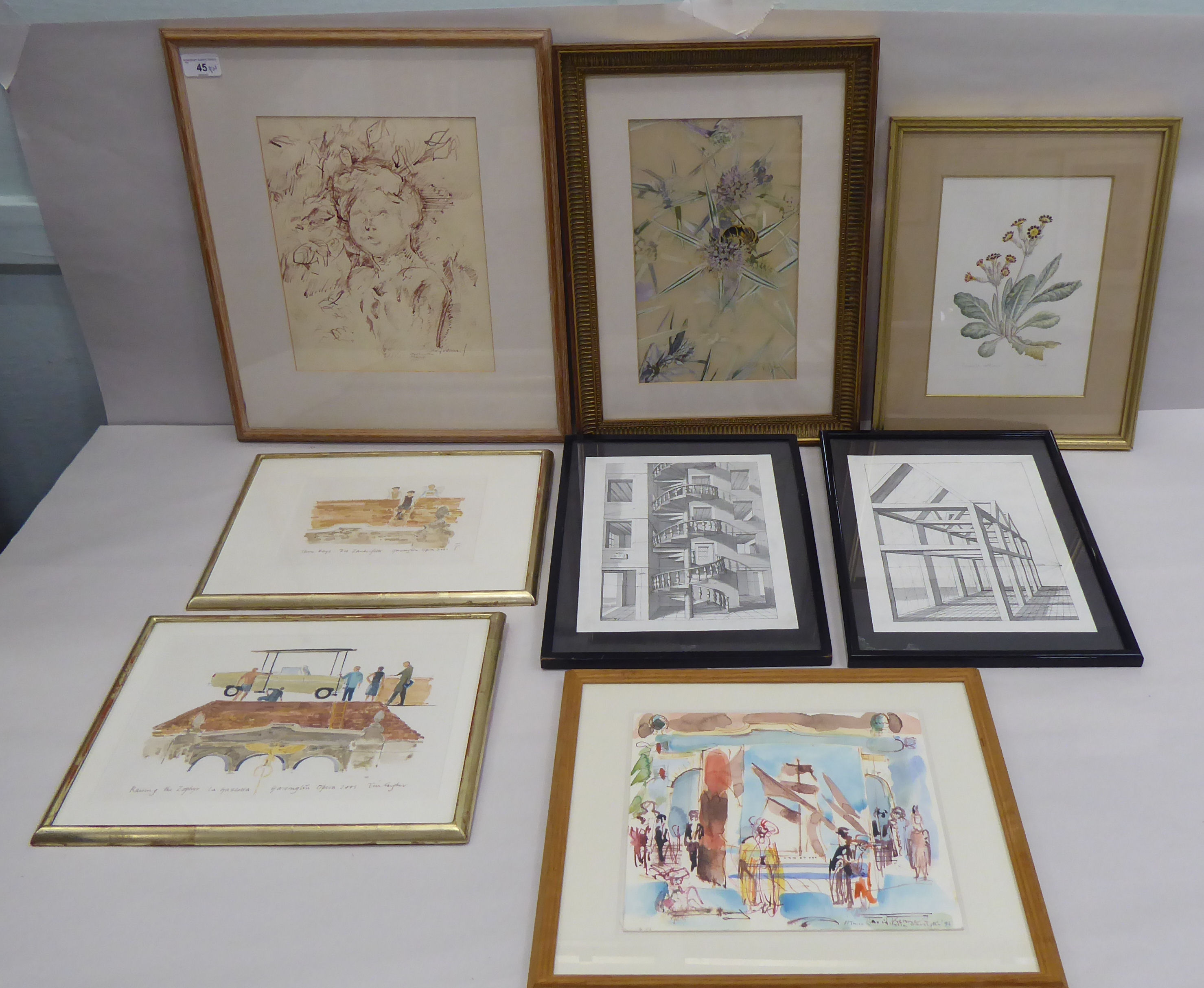 Framed pictures and prints: to include David Kennard - a half length portrait  watercolour  bears