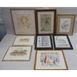Framed pictures and prints: to include David Kennard - a half length portrait  watercolour  bears