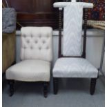 Two chairs, viz. an Edwardian fabric upholstered nursing chair; and a 1930s stained beech framed,