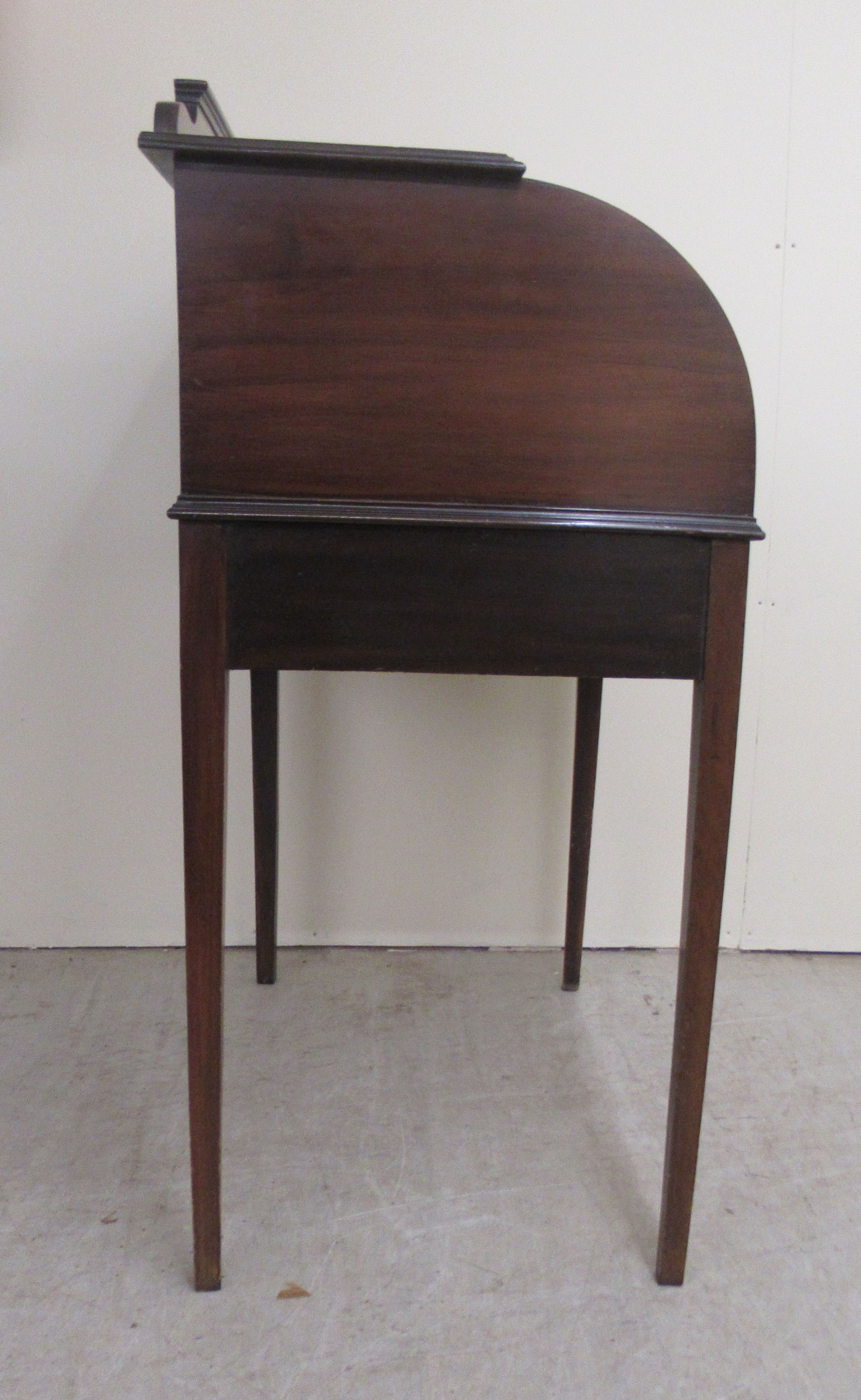 An Edwardian lady's satinwood inlaid mahogany cylinder front desk with a fitted interior, over two - Image 4 of 4