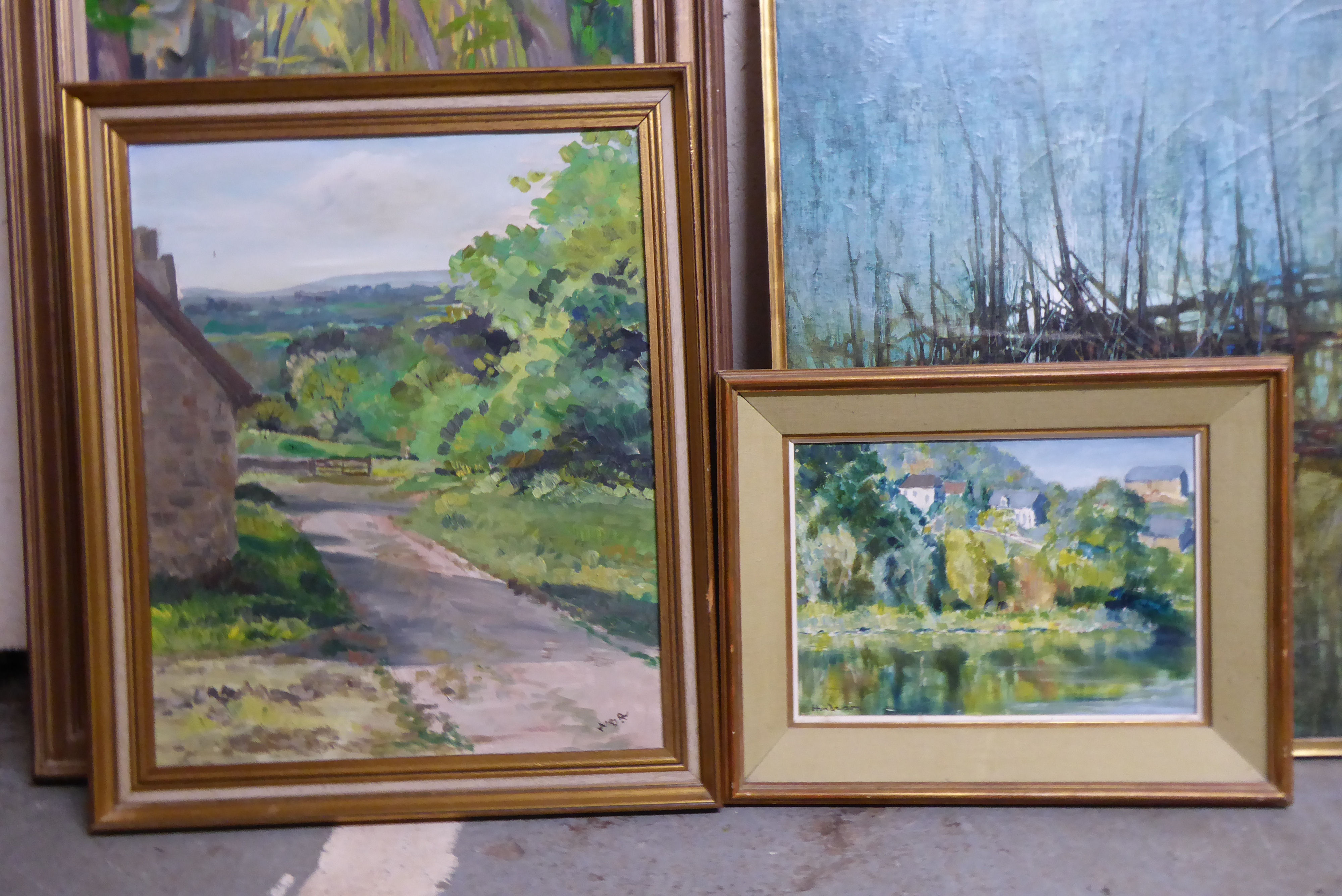 Four oil paintings: to include 'Fishing Boats, Spain'  oil on canvas  26" x 31"  framed - Image 2 of 6