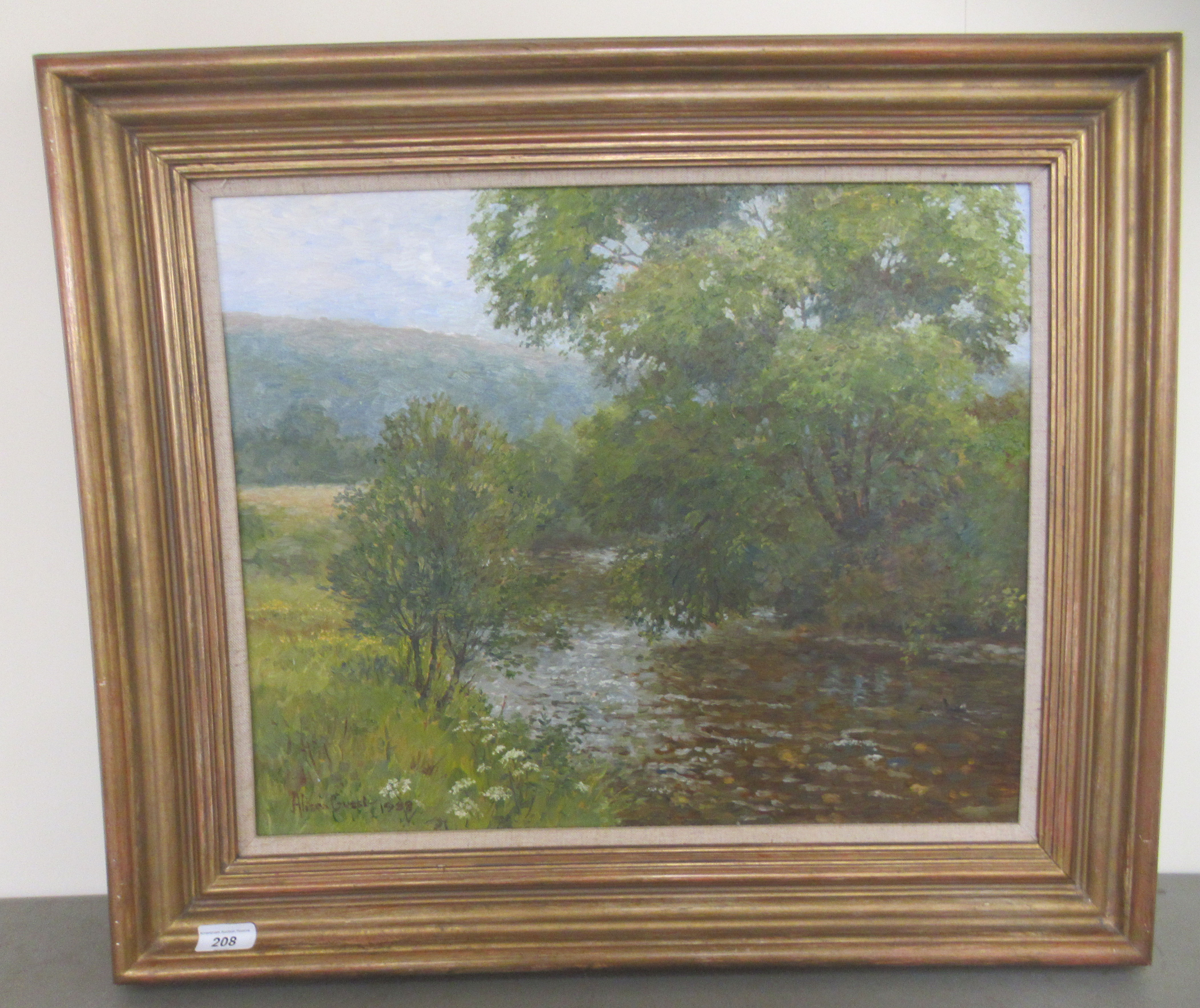 Alison Guest - 'The Exe below Exebridge'  oil on board  bears a signature & dated 1988  21" x 17"