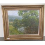 Alison Guest - 'The Exe below Exebridge'  oil on board  bears a signature & dated 1988  21" x 17"