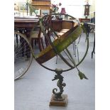 A mid 20thC Sune Rooth armillary, set on a seahorse pedestal  overall 36"h approx