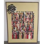 Esteele - a Japanese gathering  oil on canvas  bears a signature & dated '77  24" x 31"  framed
