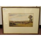 Attributed to William Turner - a distant view of Oxford from the River Isis  watercolour  bears